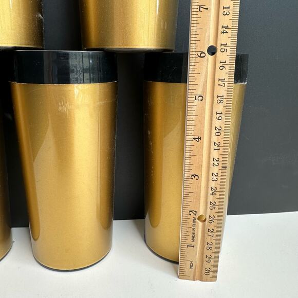 Vtg Thermo-Serv Drinking Tumbler Cup Insulated Gold Mid Century Set/5 - Picture 3 of 5